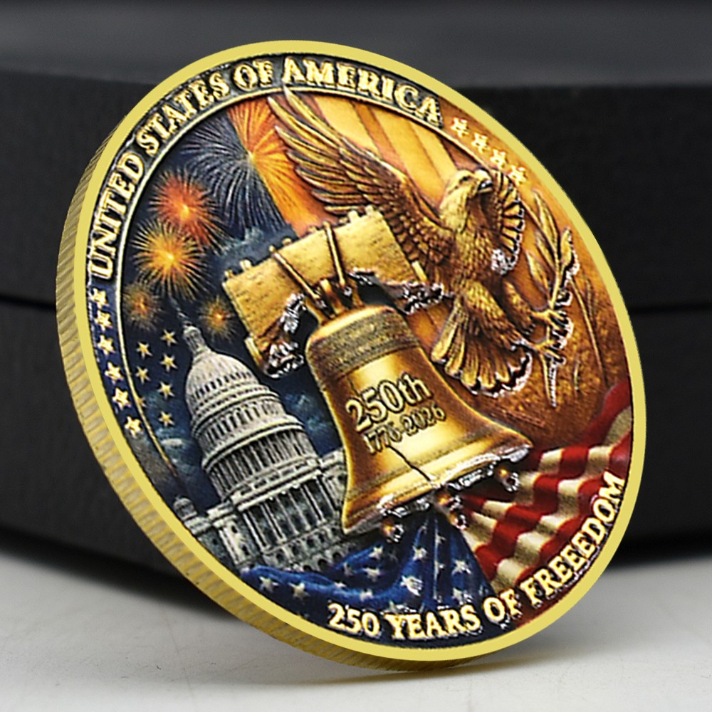 1776-2026 America 250th Anniversary Coin | Gold-Tone Patriotic Collectible Medal