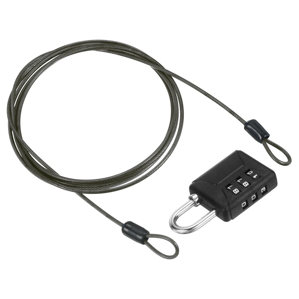 1Set 3-Digit Combination Padlock Steel 78.7ft Security Cable Lock Gun Gray