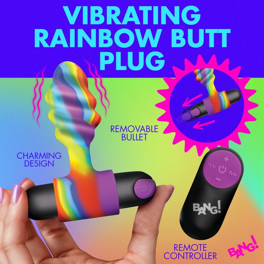 Bang!: Vibrating Rainbow Butt Plug ---FREE SHIPPING!!!