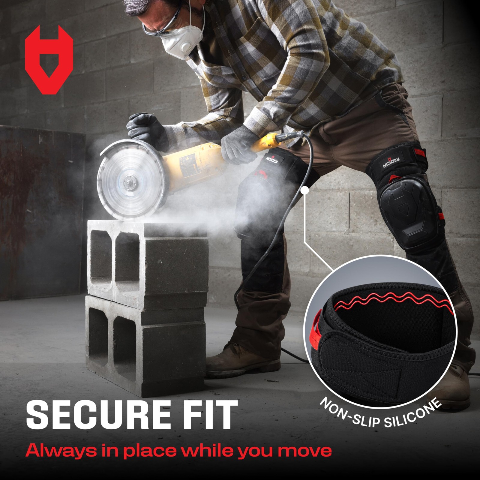 NoCry Professional Work Knee Pads, Ankle Support, Heavy-Duty, Construction, Men