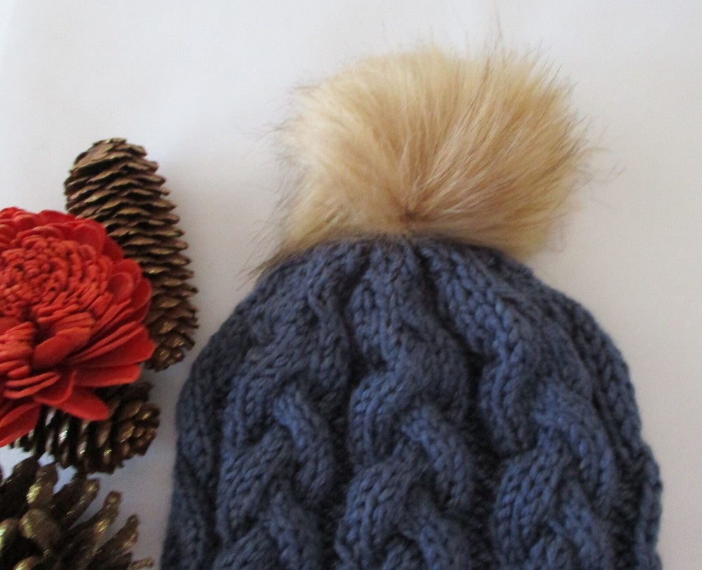 Handmade Knit Cable Hat - 100% Acrylic - Child Size