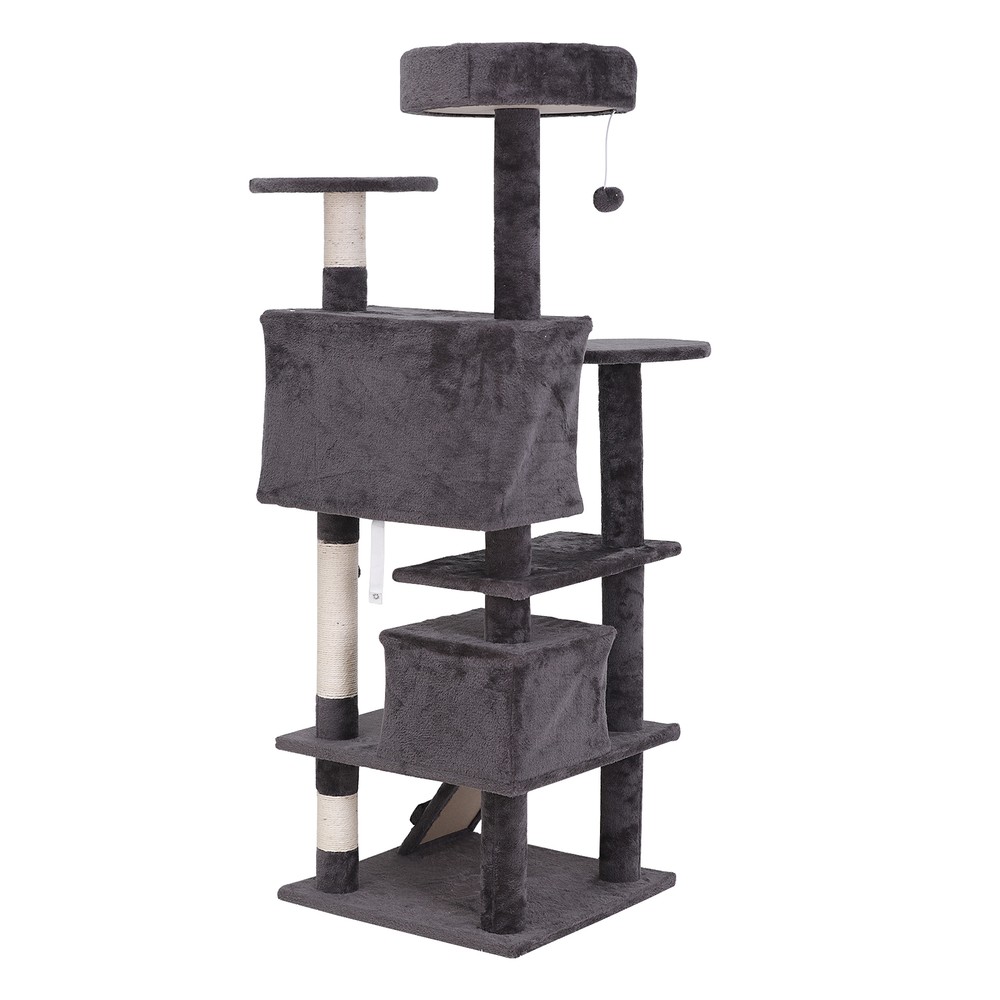 53" Cat Tree Scratching Condo Tower Playhouse Kitten Activity W/ Cave & Ladders