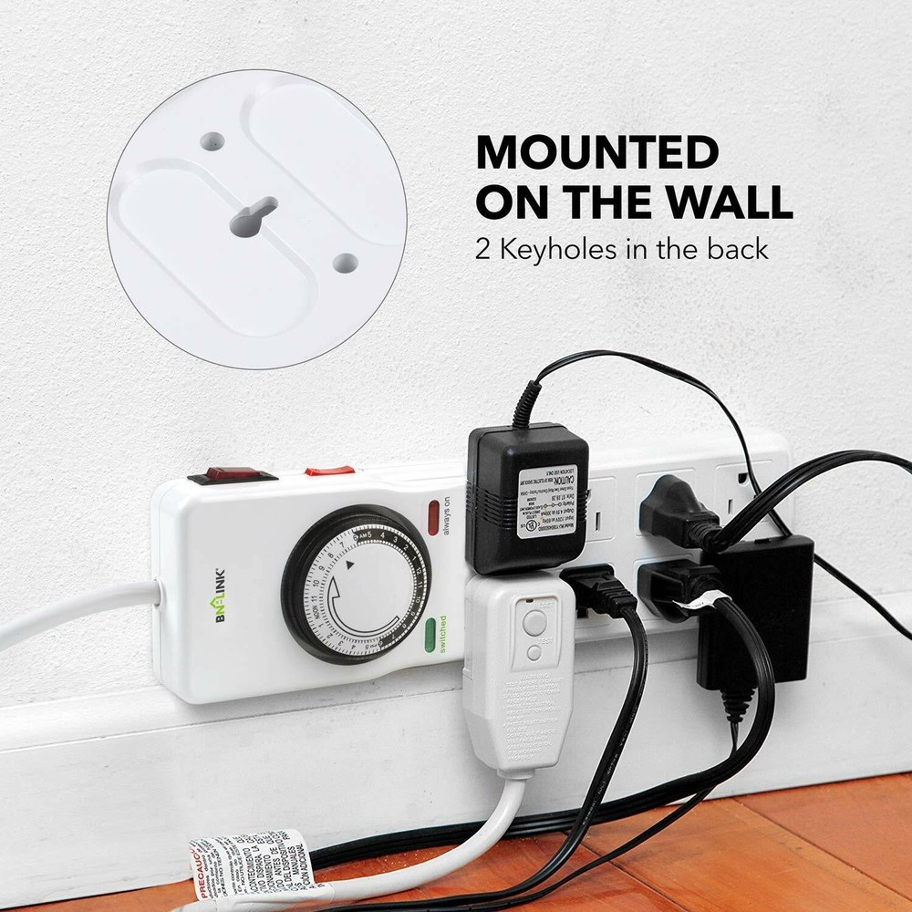 BN-LINK 8 Outlet Surge Protector with Mechanical Timer (4 Timed + 4 Always On)