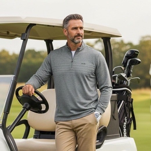 Travis Mathew Mens Heather Grey Quarter Zip Golf Pullover Sweater Size Large