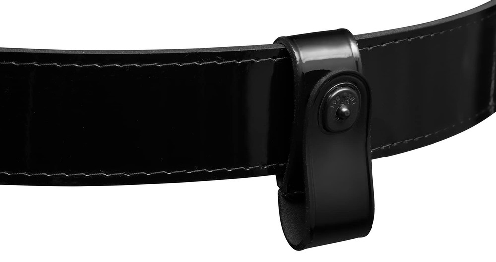 Handcuff Strap with Black Safety Snap High Gloss Black Leather