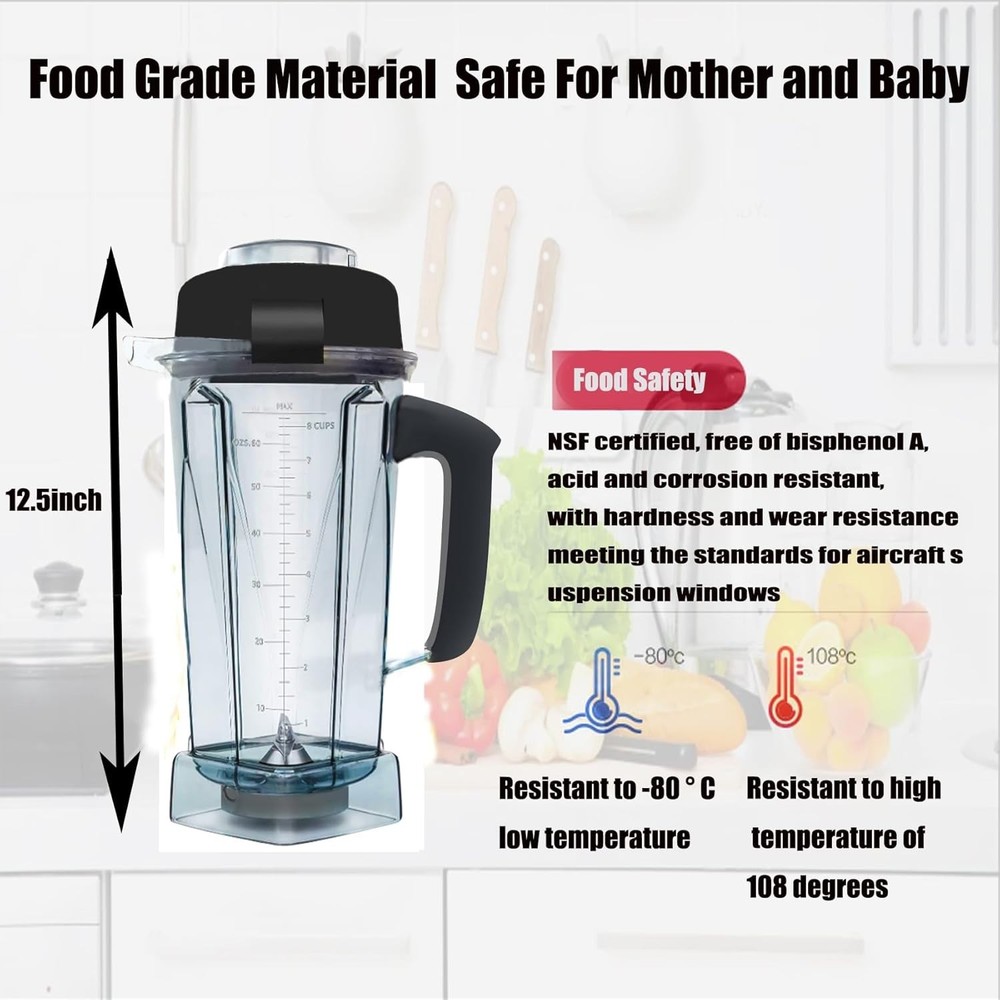 Blender Pitcher 64oz Pitcher Compatible with 5200 6300 5000 VM0101 VM0102