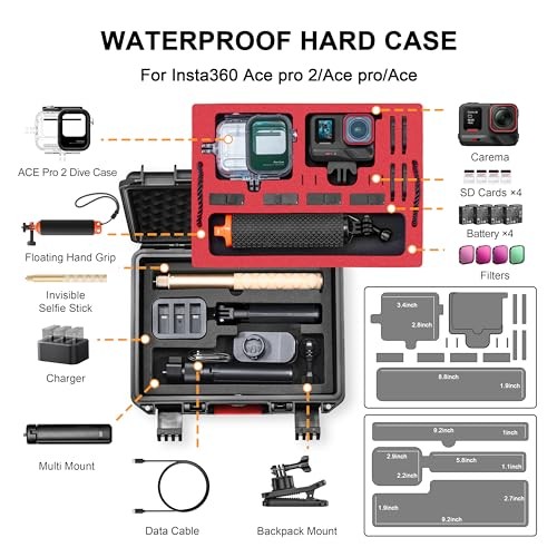 Hard Case for Insta360 ACE Pro 2, Double Layers IP67 Waterproof Shockproof