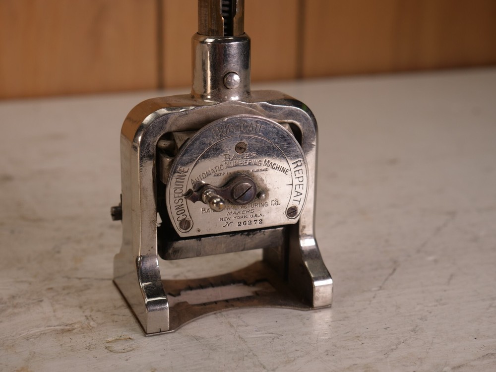 Antique Bates Numbering Machine Stamp Consecutive / Repeat / Duplicate working