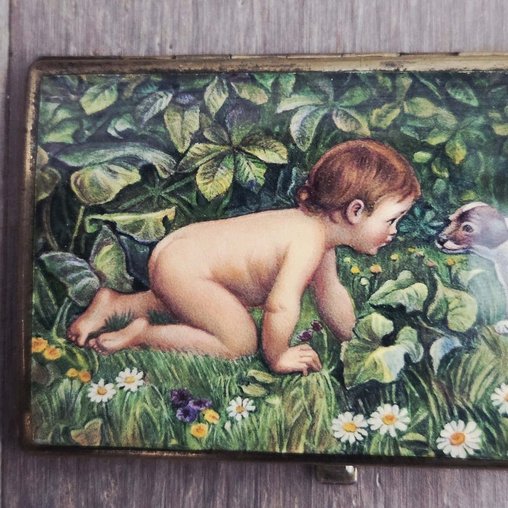 Antique Figural Silver Enamel Continental Cigarette Box Case