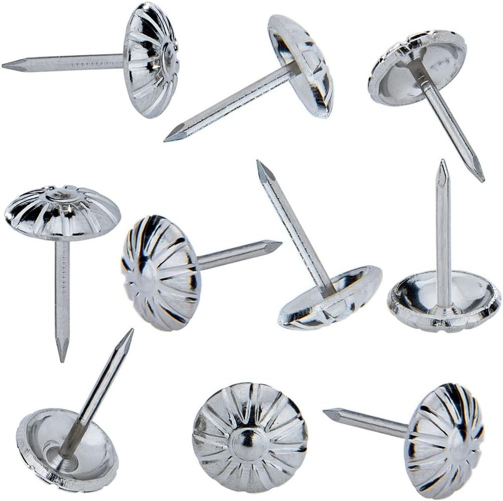 Unique Daisy Pattern Silver Upholstery Tacks, 100PCS, Perfect for Home Projects