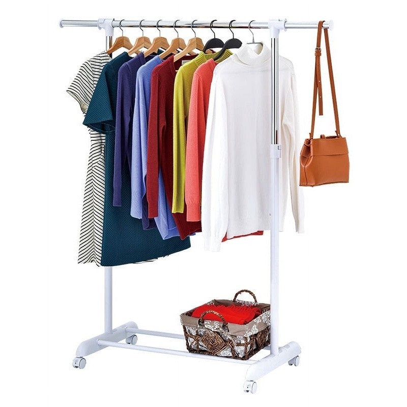 Adjustable Rolling Garment Rack Space Saving Clothes Organizer Tool Free Setup
