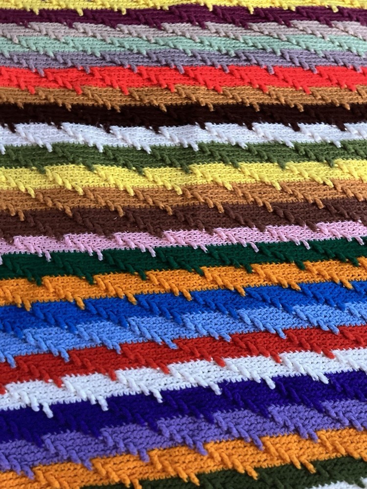 Beautiful Hand Crochet. Afghan Throw Blanket Multi Color Unique Pattern
