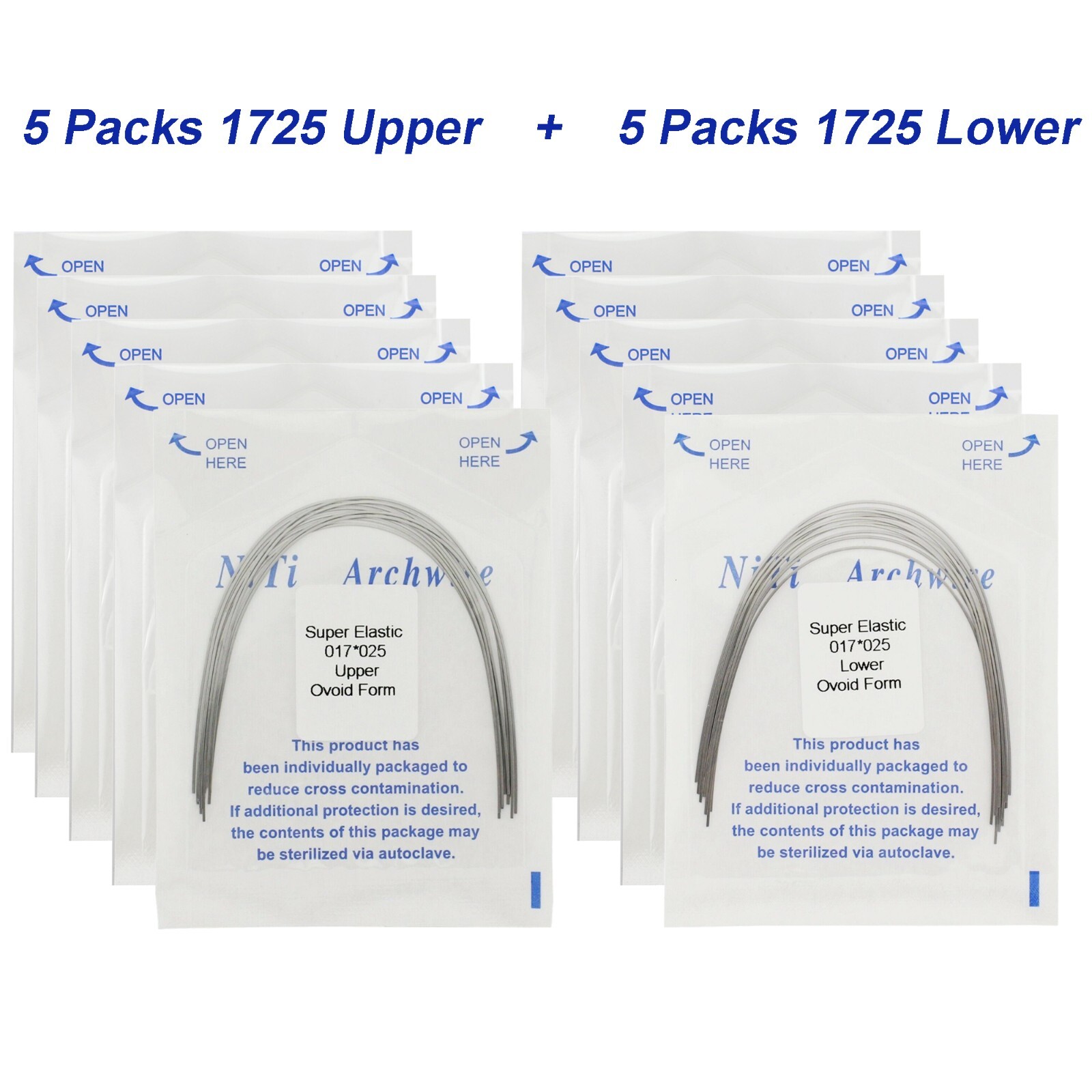 100Pcs Dental Orthodontic Arch Wire NiTi Stainless Steel Ovoid Round Rectangular