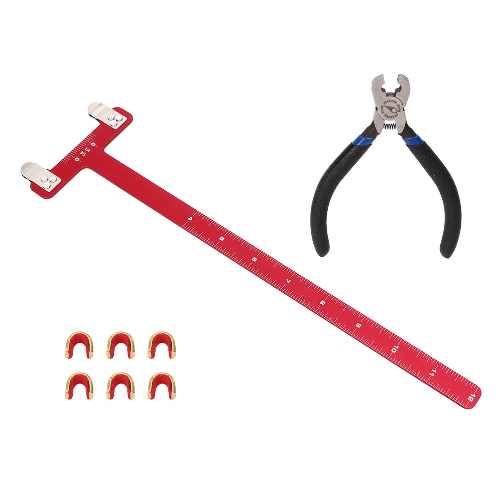 (Red)Bow String Nocking Points Pliers Set T Ruler Nocking Buckle Pliers Kit AN