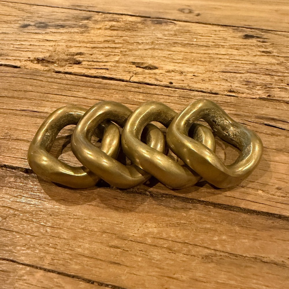 Four Vintage Solid Chain Bronze Napkin Rings