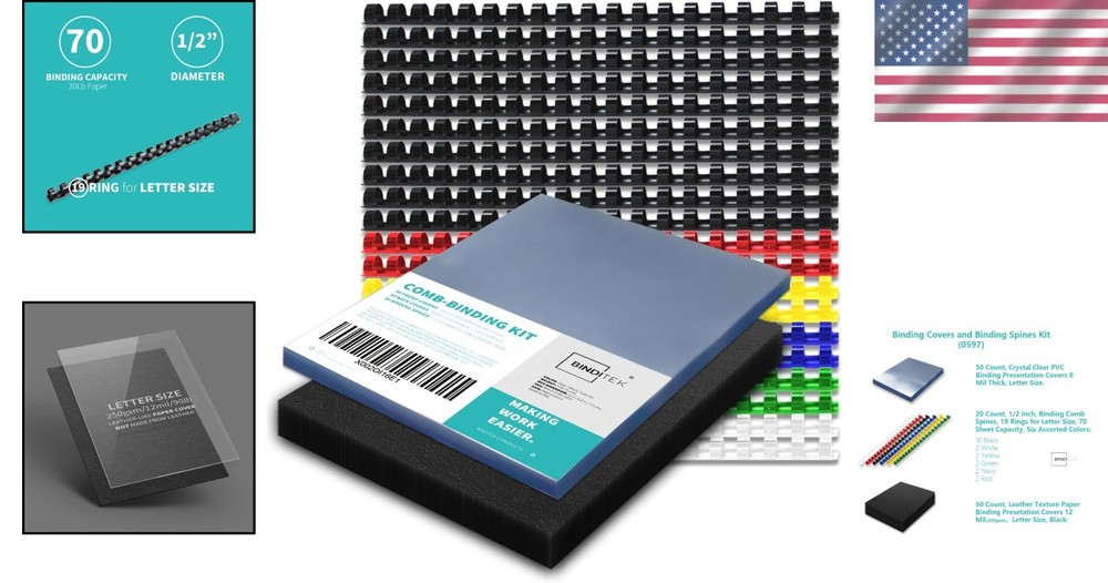120 Pack Binding Covers & Combs Kit - Professional Quality Document Presentation
