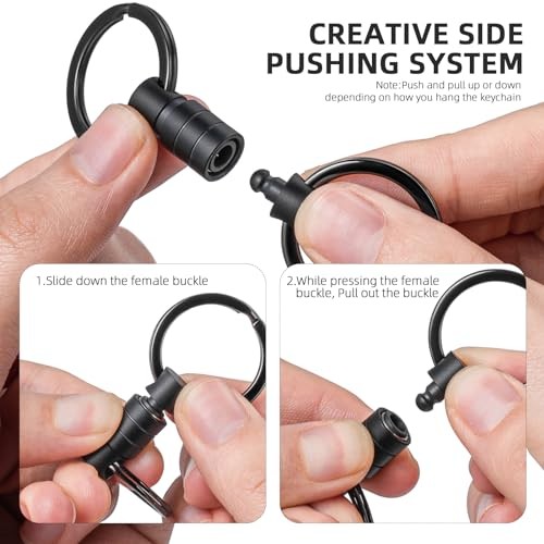 Titanium Quick Release Keychain, Small Detachable Swivel Black (3-pack)