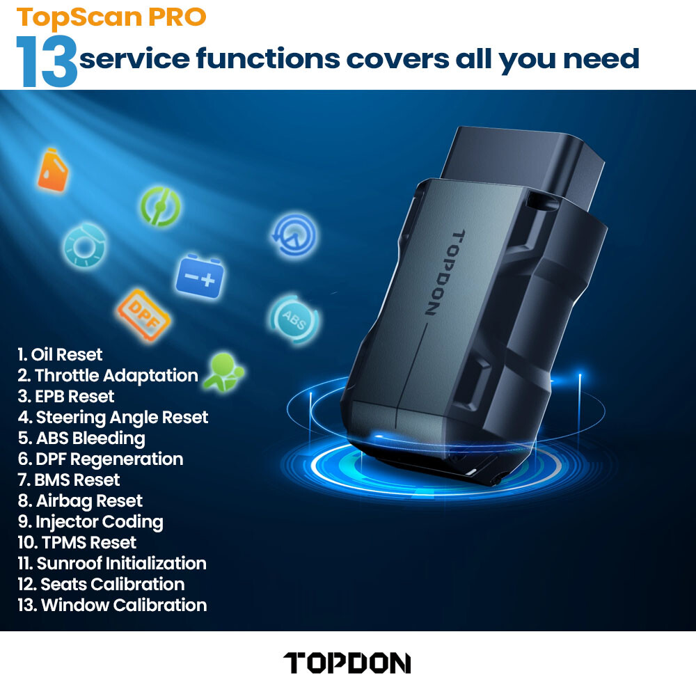 TOPDON Professional Car Dongle OBD2 Scanner Bidirectional Diagnostic Key Coding