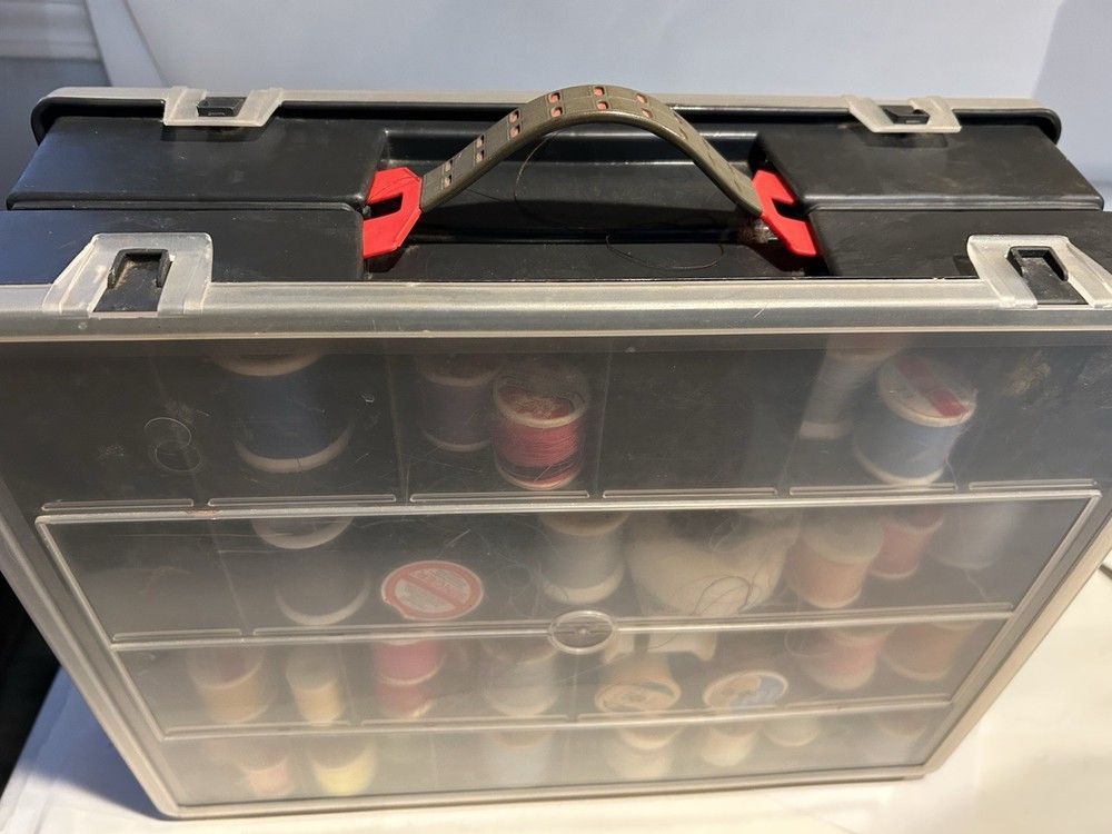 Sewing Thread Dual Case Storage Set Clear Organizer 2 Sided with Thread