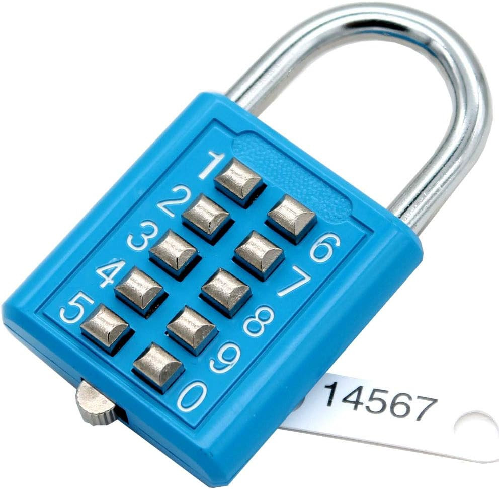 10 Position Button Combination Padlock, 5 Position Locking Mechanism, Bluexi15:1