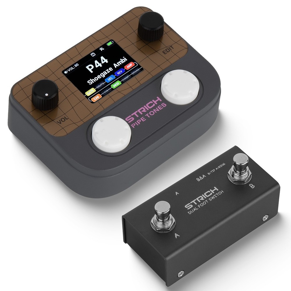 STRICH Pipe Tones Pocket Multi-Effects Processor with Foot Pedal (Dark Gray)