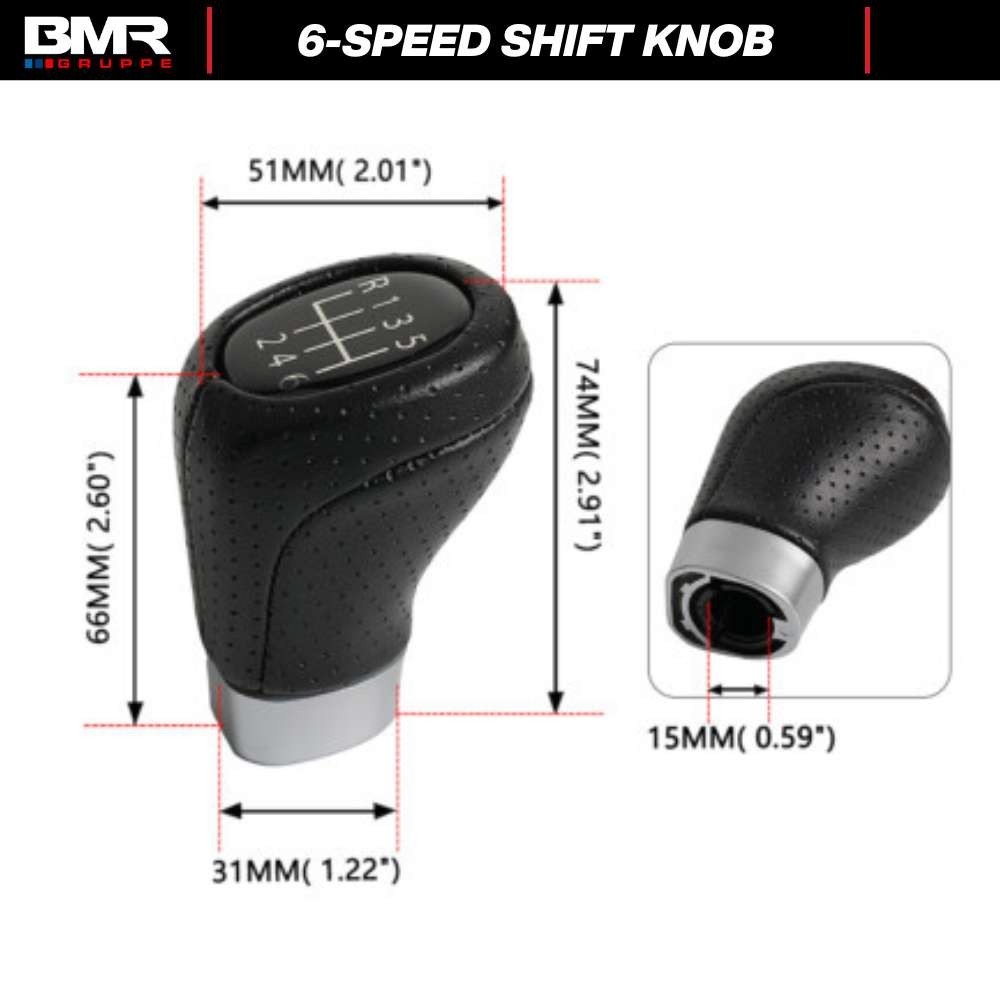 6 Speed Shift Knob Black Leather for BMW E82 E88 E90 E92 E46 E36 Z4 Manual 6MT