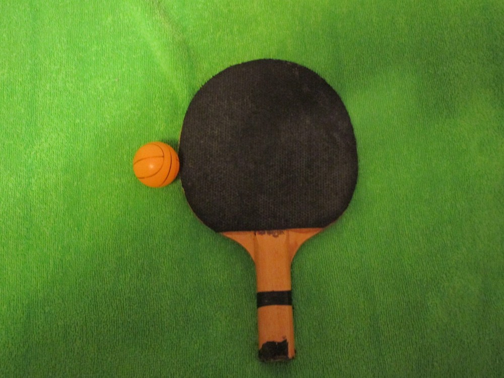 1 pingpong paddle with 1 pingpong ball