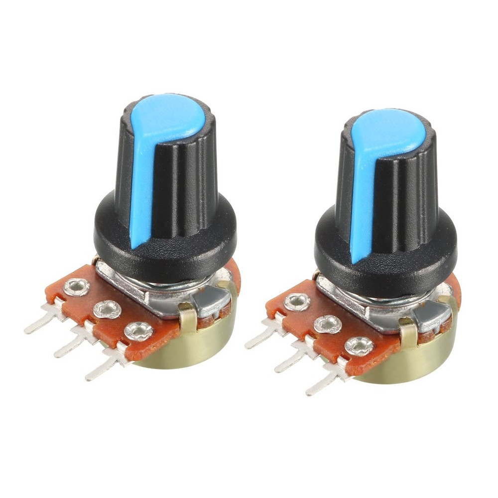 2Pcs 5K Ohm Variable Resistors Rotary Carbon Film Taper Potentiometer with Knobs
