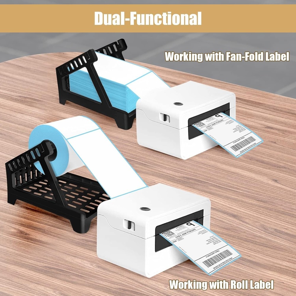 "Large Label Holder for Rolls and Fan-Fold Labels, Desktop Printer Accessory (Bl