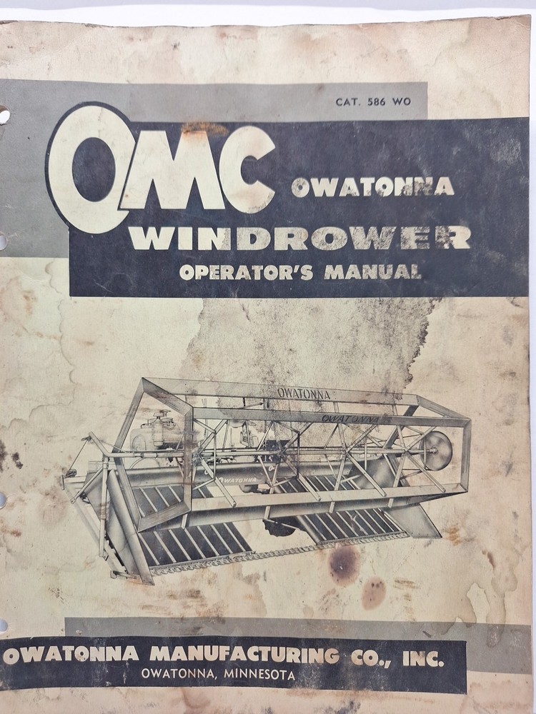 USED OPERATORS MANUAL FOR OMC WINDROWER 586 WO