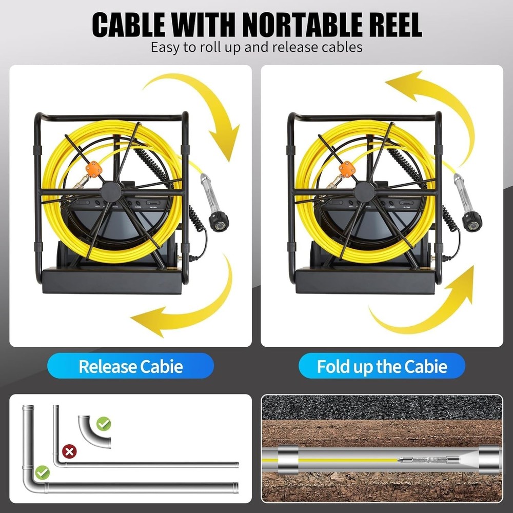 Sewer Camera 98.4 ft/30m Self-Leveling Drain Inspection Camera🔔