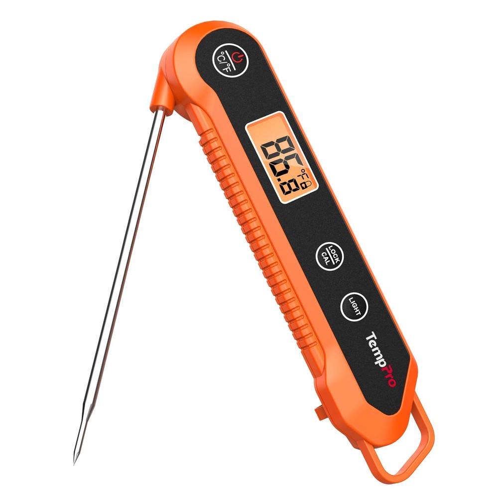 TempPro Digital Instant Read Meat Thermometer for Grilling Medium, Orange