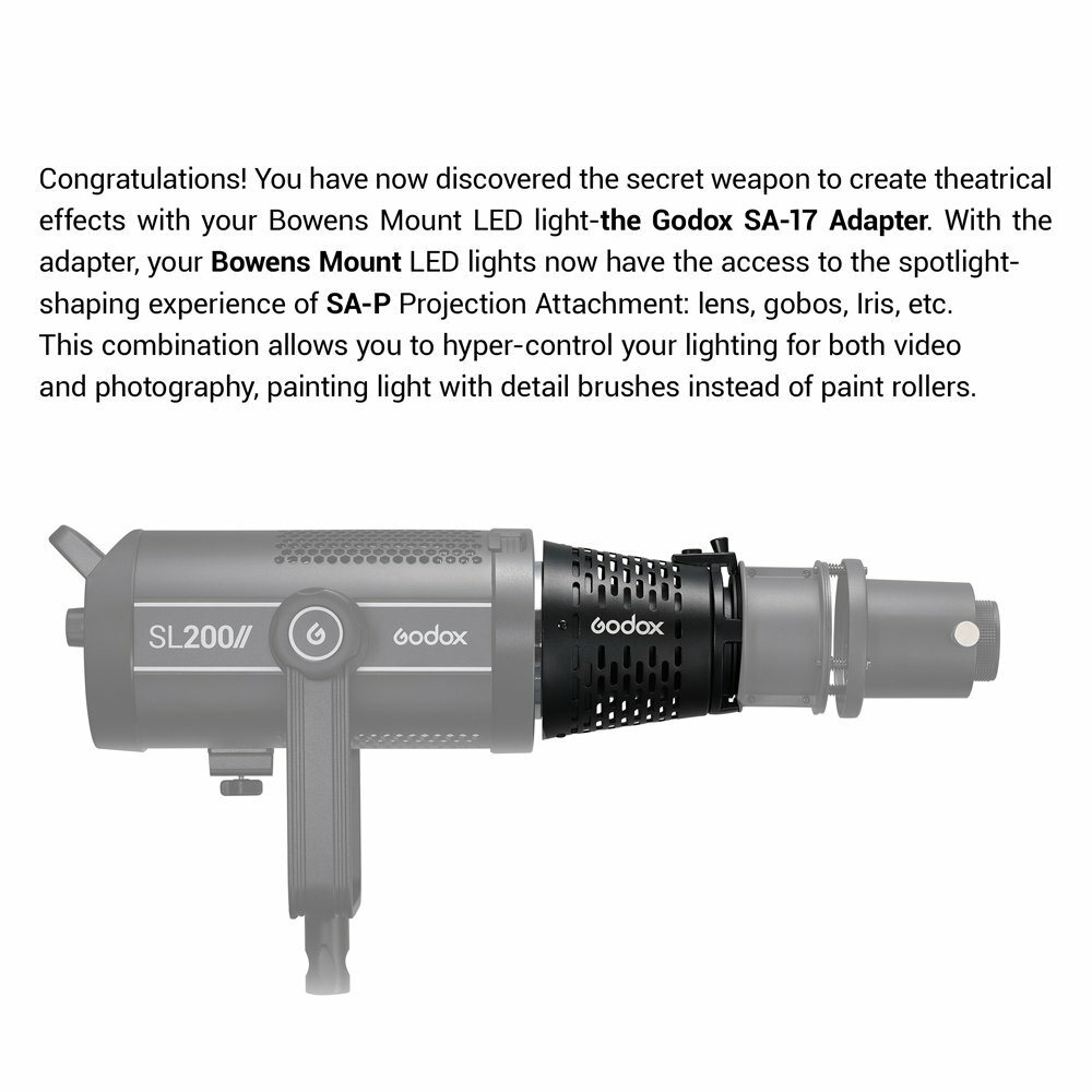Godox SA-17 Adapter SA-P Projection Attachment Fr Bowens LED Continuous Light