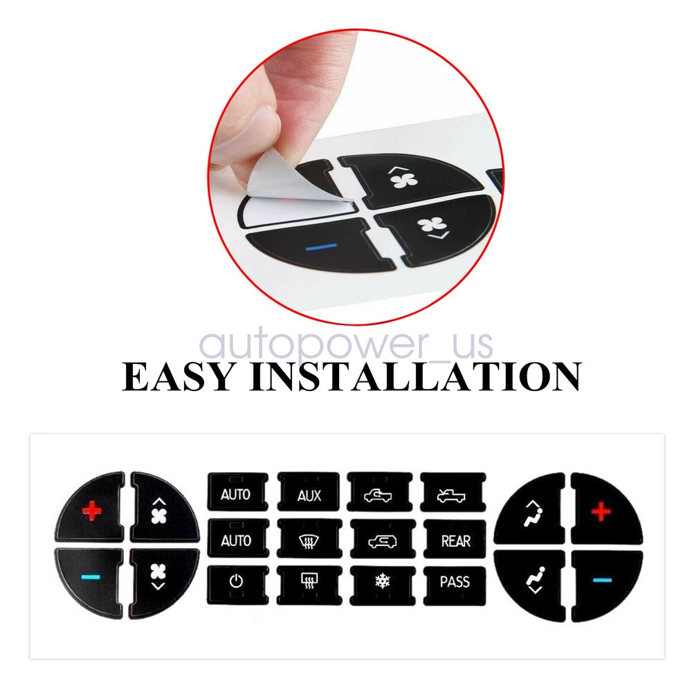 For 07-14 Chevy Suburban Climate Control Button Decal Dash Switch Stickers New