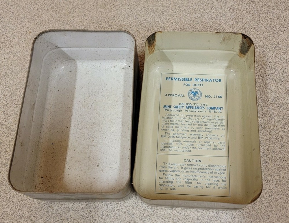 Vintage MSA Dustfoe # 55 Empty Metal Box . Mining Decor