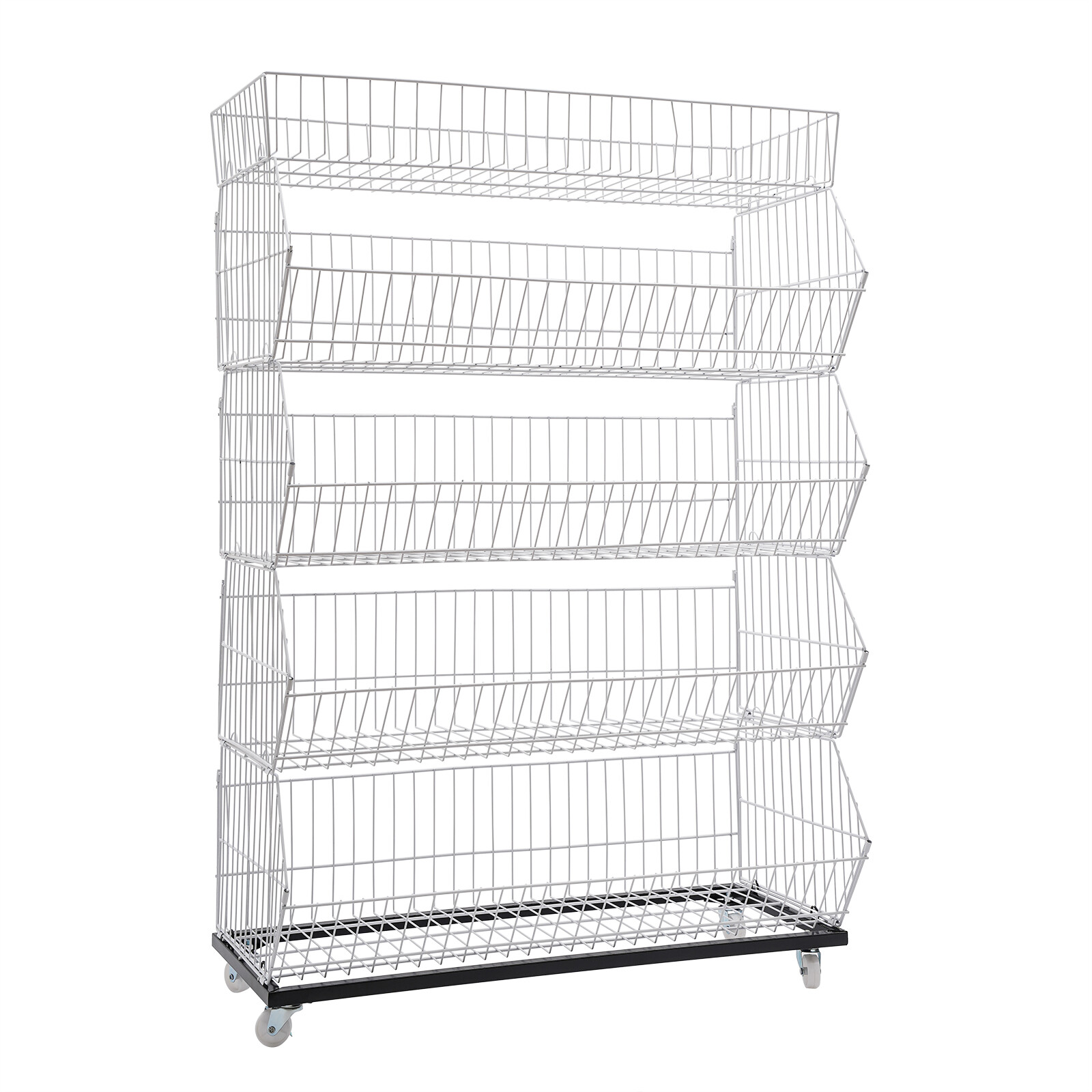5 Tier Wire Grid Retail Display Shelf Merchandise Display Rack Stand w/4 Pulleys