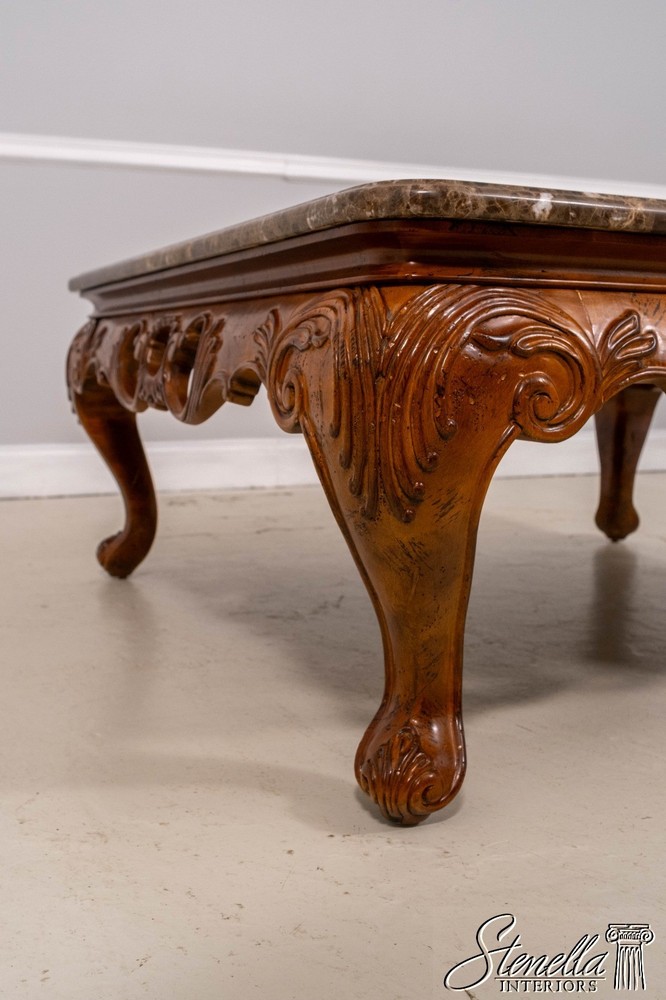 71288: Marble Top Sculpted Base Cocktail Coffee Table