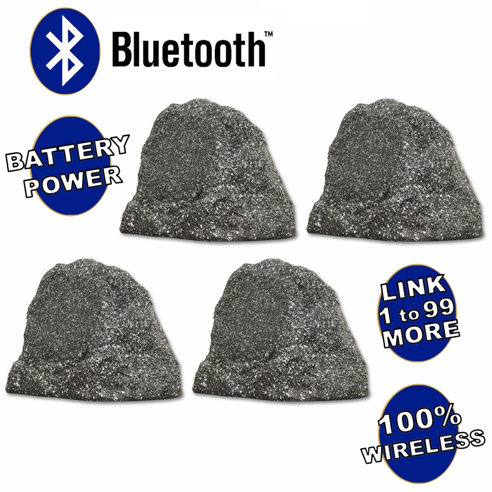 Theater Solutions Wireless 400W Rechargeable Bluetooth Rock 4 Speaker Set Grey