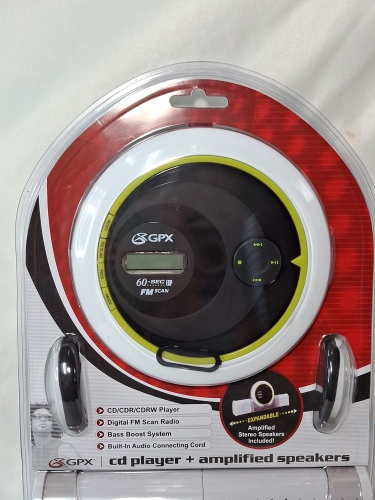 Sealed GPX Portable Compact Disc CD Player CDPR6205 with Powered Speakers.