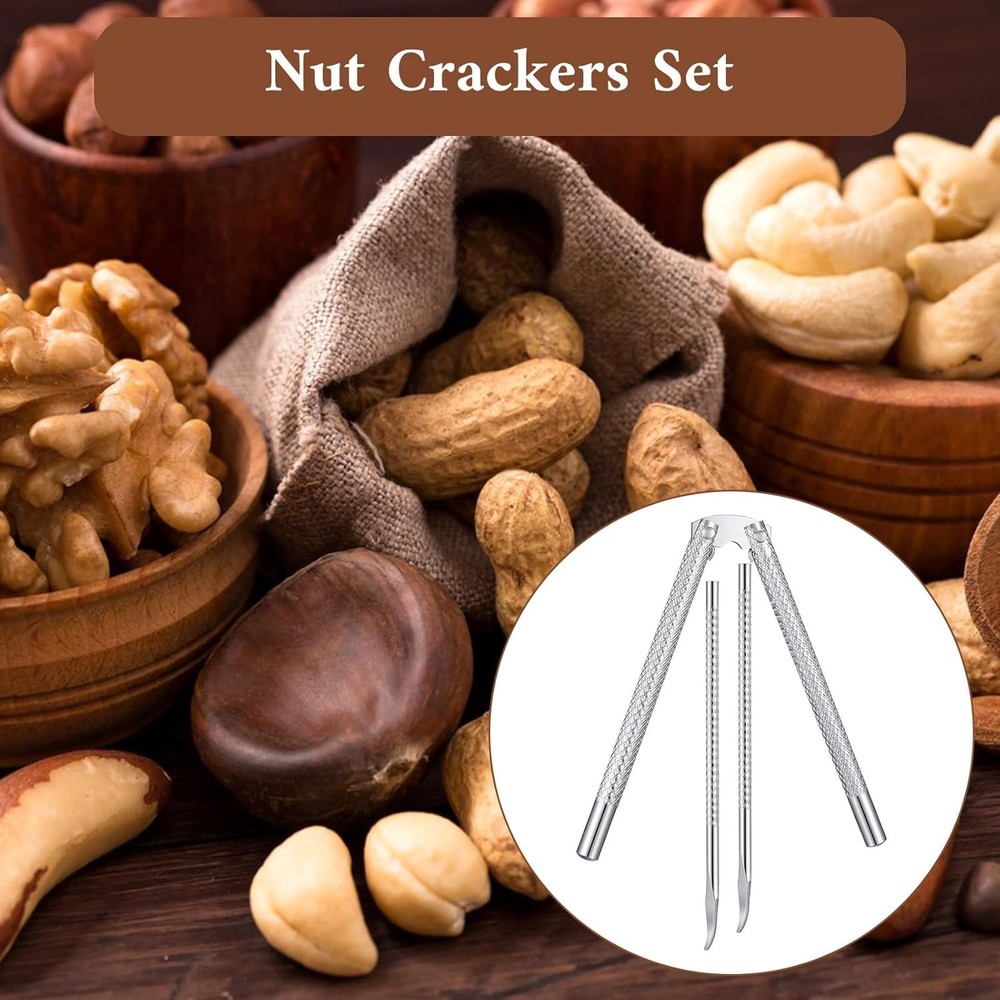 1 Pack Nut Crackers for All Nuts, Stainless Steel Walnut Cracker Tool with 2 PCS