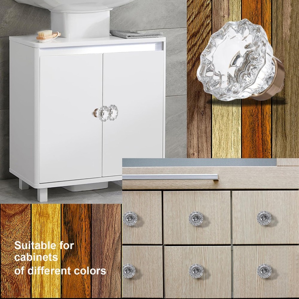8 Pack Crystal Drawer Knobs Cabinet Knob Antique Drawer Pulls, Kitchens Close...