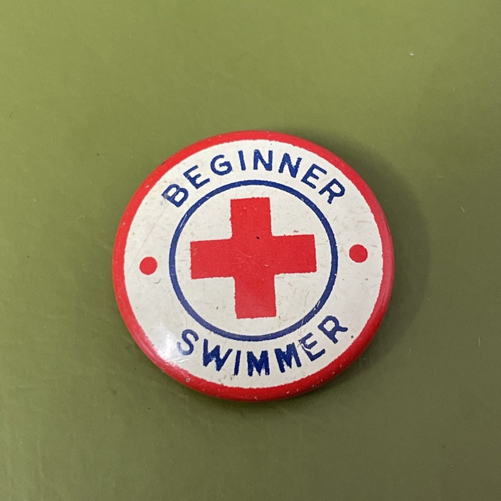 Vintage American Red Cross ARC Beginner Swimmer Button Pin Button