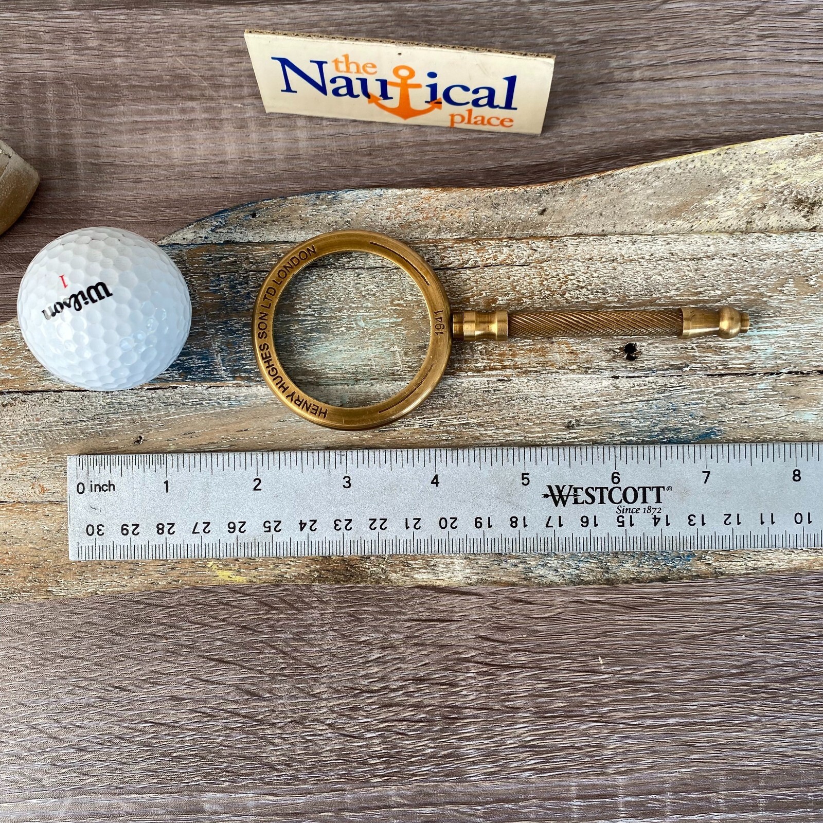 5.5" Brass Magnifying Glass - Antique Finish Hand Held Magnifier - Vintage Style