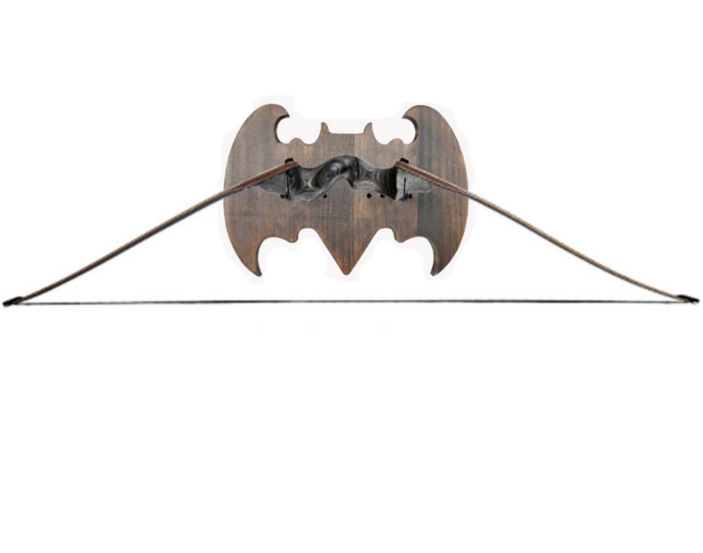 Walnut Solid Wood Sword Wall Rack - Bat-Shaped Wall Mount Storage Display Sta...
