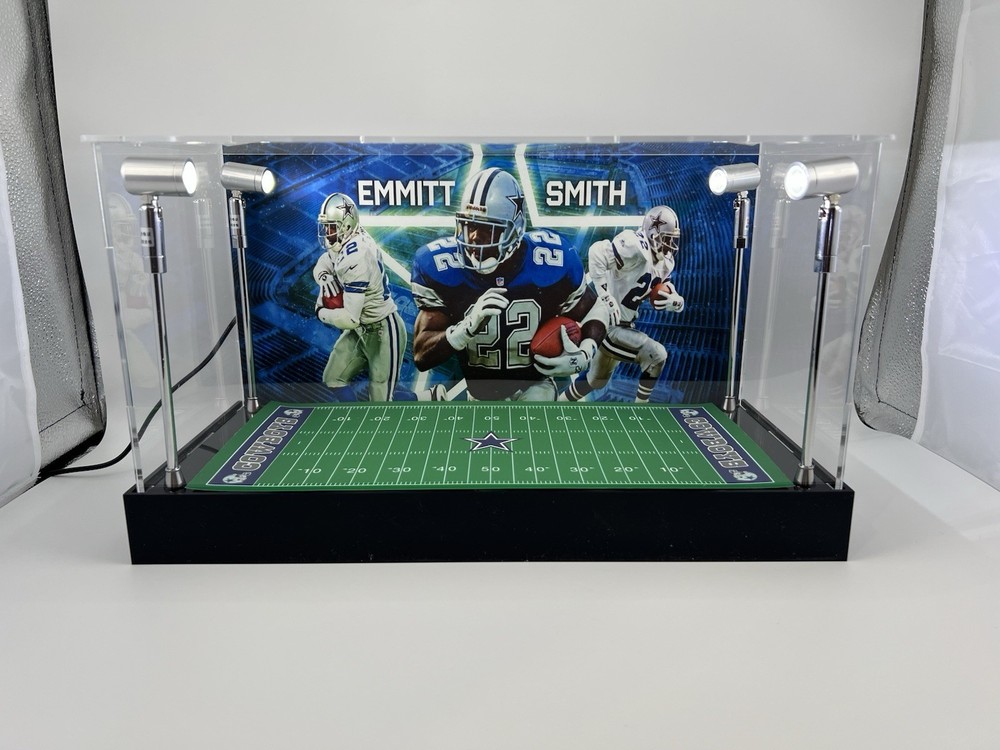 Emmitt Smith - Cowboys - Custom 2 Mini Helmet Display Case W/ LED Lights