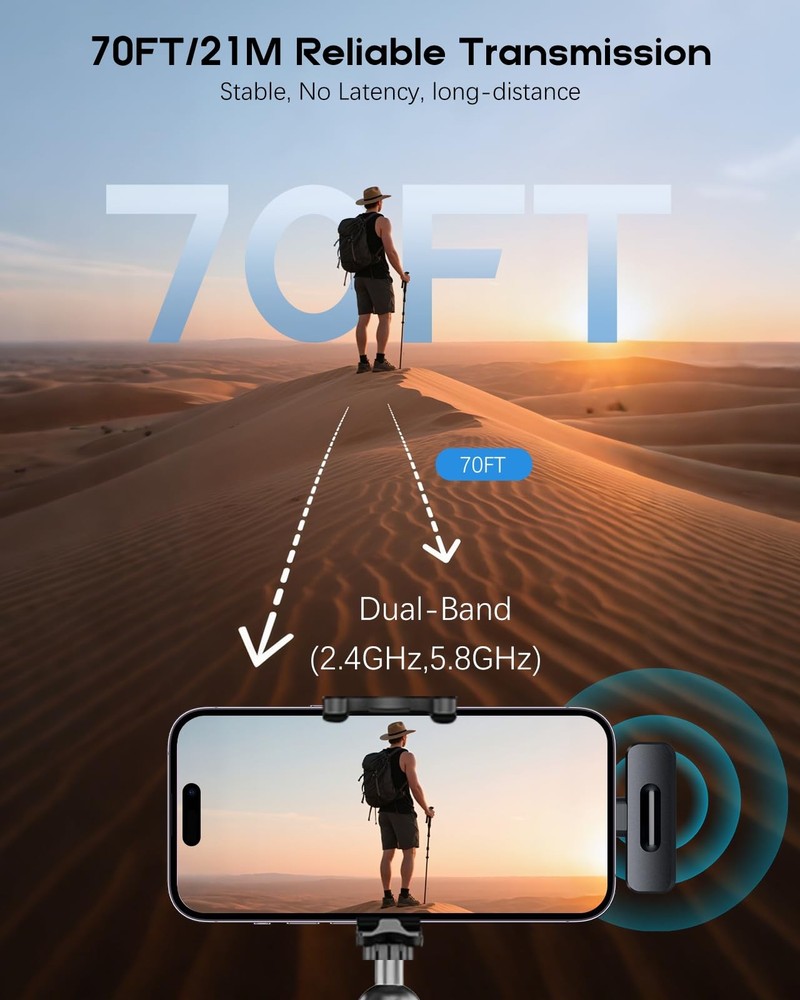 Wireless Mini Microphone for iPhone - 2 Pack Black-(USB-C + Lightning)