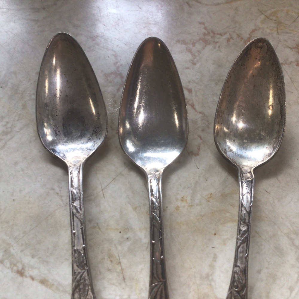 O.C. A1 Orange Pattern Silverplated Fruit Spoons Pair Lot of 3- Orange Blossom