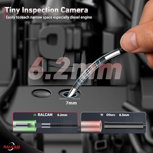 210° Articulating Borescope, 6.2mm Slim USB-C Endoscope Camera for Engine, Pipe