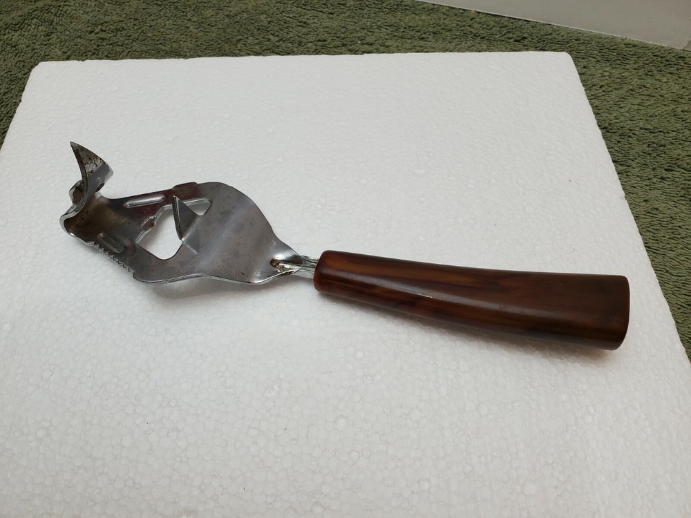 Vintage Multi-purpose Marbled Plastic Handle Can & Bottle Opener 1970's