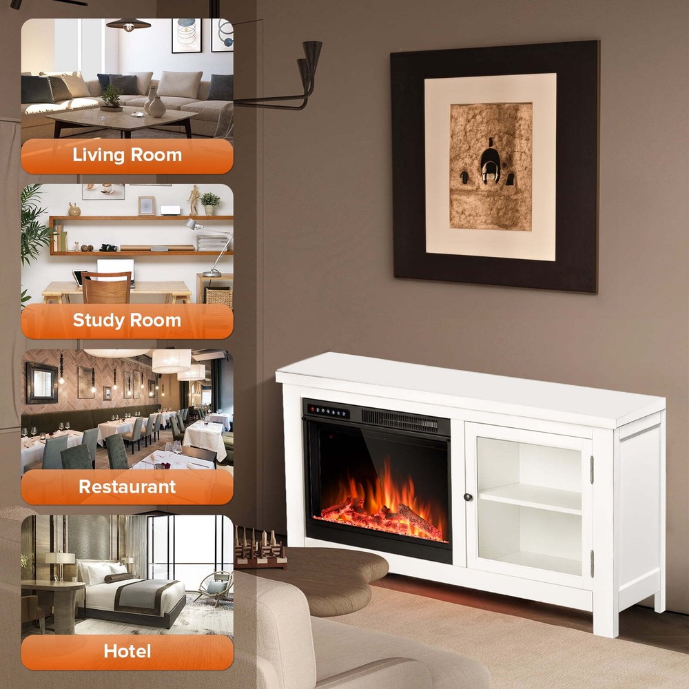 48'' Electric Fireplace Mantel，Remote Control, Adjustable LED Flame